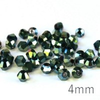 Perle toupie verre 4mm vert métallisé x50