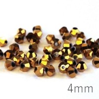 Perle toupie verre 4mm or doré x50