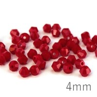 Perle toupie verre 4mm rouge corail x50