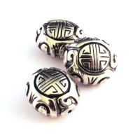 Perle CCB ovale argent vieilli x1