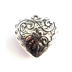Perle CCB pendentif coeur argent x1