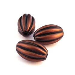 Perle striée effet métal cuivre x5