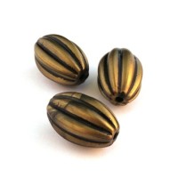 Perle striée effet métal bronze x5