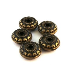 Perle CCB rondelle coeur bronze x5