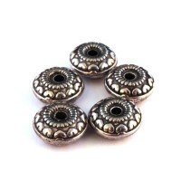 Perle CCB rondelle coeur argent x5