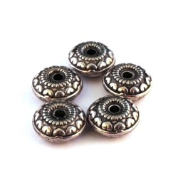 Perle CCB rondelle coeur argent x5