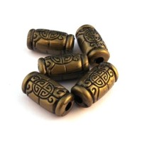 Perle tube effet métal bronze x5