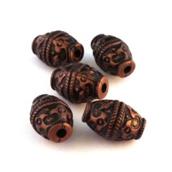 Perle ovale effet métal cuivre x5