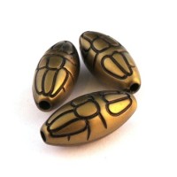 Perle olive effet métal bronze x5