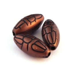 Perle olive effet métal cuivre x5