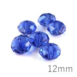 Perle rondelle à facettes 12mm sapphire