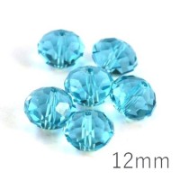 Perle rondelle à facettes 12mm turquoise x10