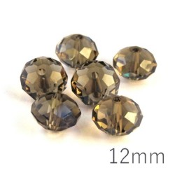 Perle rondelle à facettes 12mm black diamond