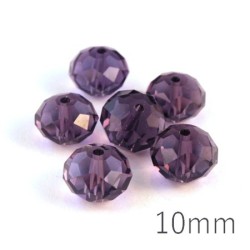 Perle rondelle à facettes 10mm violet x10