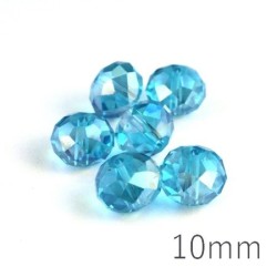 Perle rondelle à facettes 10mm turquoise AB x10