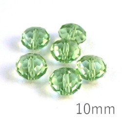 Perle rondelle à facettes 10mm péridot x10