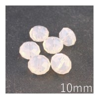Perle rondelle à facettes 10mm blanc opale