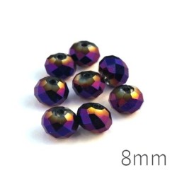 Perle rondelle à facettes 8mm indigo métallisé