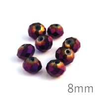 Perle rondelle à facettes 8mm violet métallisé