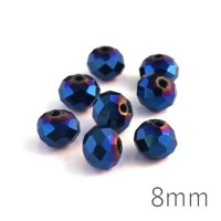 Perle rondelle à facettes 8mm bleu métallisé