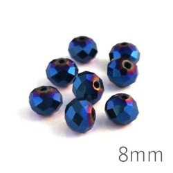 Perle rondelle à facettes 8mm bleu métallisé