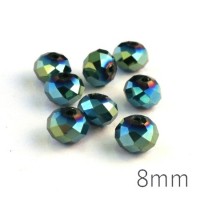 Perle rondelle à facettes 8mm vert métallisé x10