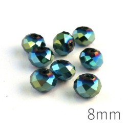 Perle rondelle à facettes 8mm vert métallisé x10