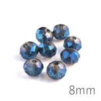 Perle rondelle à facettes 8mm cristal bleu x10