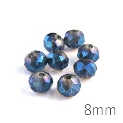 Perle rondelle à facettes 8mm cristal bleu x10