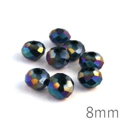 Perle rondelle à facettes 8mm hématite AB x10