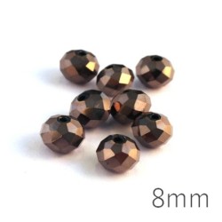 Perle rondelle à facettes 8mm marron foncé x10