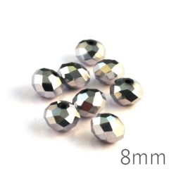 Perle rondelle à facettes 8mm argent x10