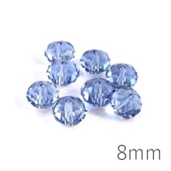 Perle rondelle à facettes 8mm light sapphire x10