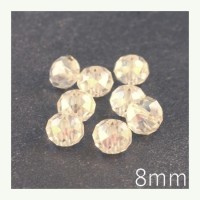 Perle rondelle à facettes 8mm jaune clair x10