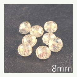 Perle rondelle à facettes 8mm jaune clair x10