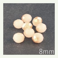 Perle rondelle à facettes 8mm beige demi irisé