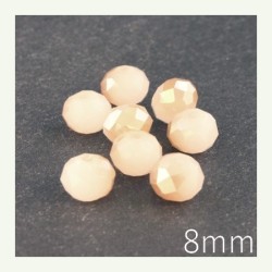 Perle rondelle à facettes 8mm beige demi irisé