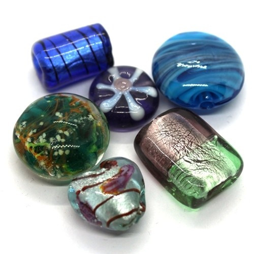 Perles lampwork et feuille d'argent